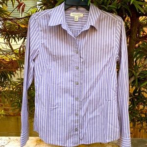 Banana Republic non-iron shirt - grey with vertical stripes size 8